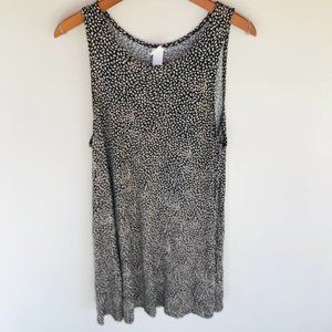 H&M size M black and cream abstract polka dot printed swing dress mini scoop
